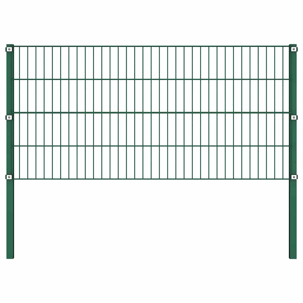 Painel de vedação com postes de ferro 176,5x80 cm verde