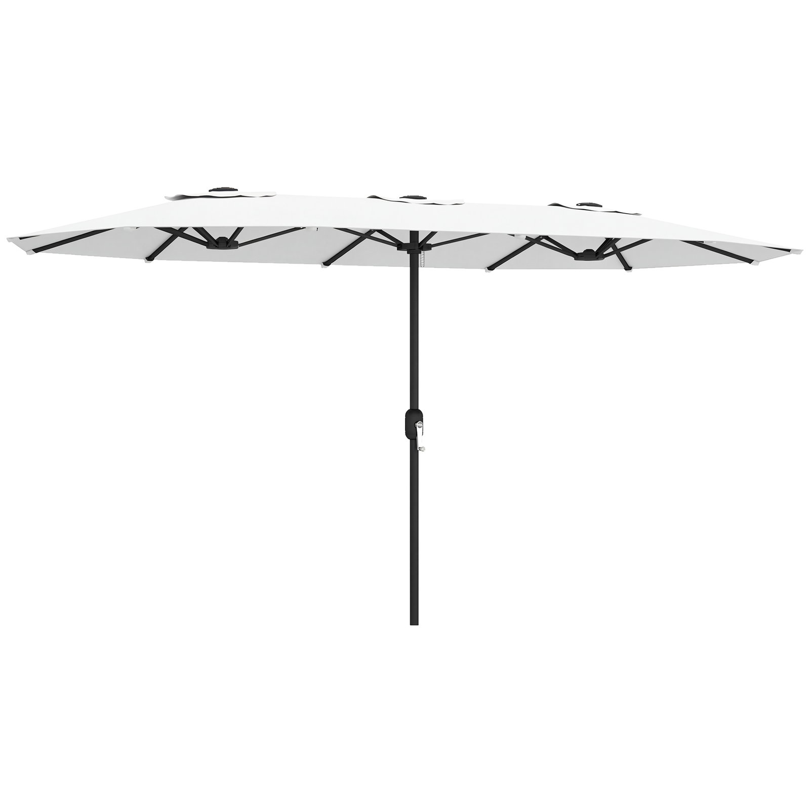 Guarda-sol duplo de jardim 46x26 m com manivela manual proteção uv50+ capa resistente à água branco