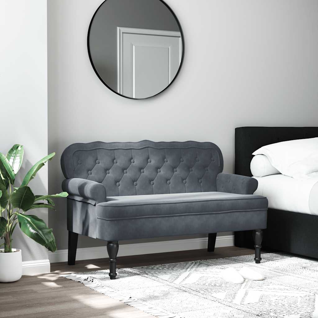 Banco com encosto 119,5x64,5x75 cm veludo cinzento-escuro