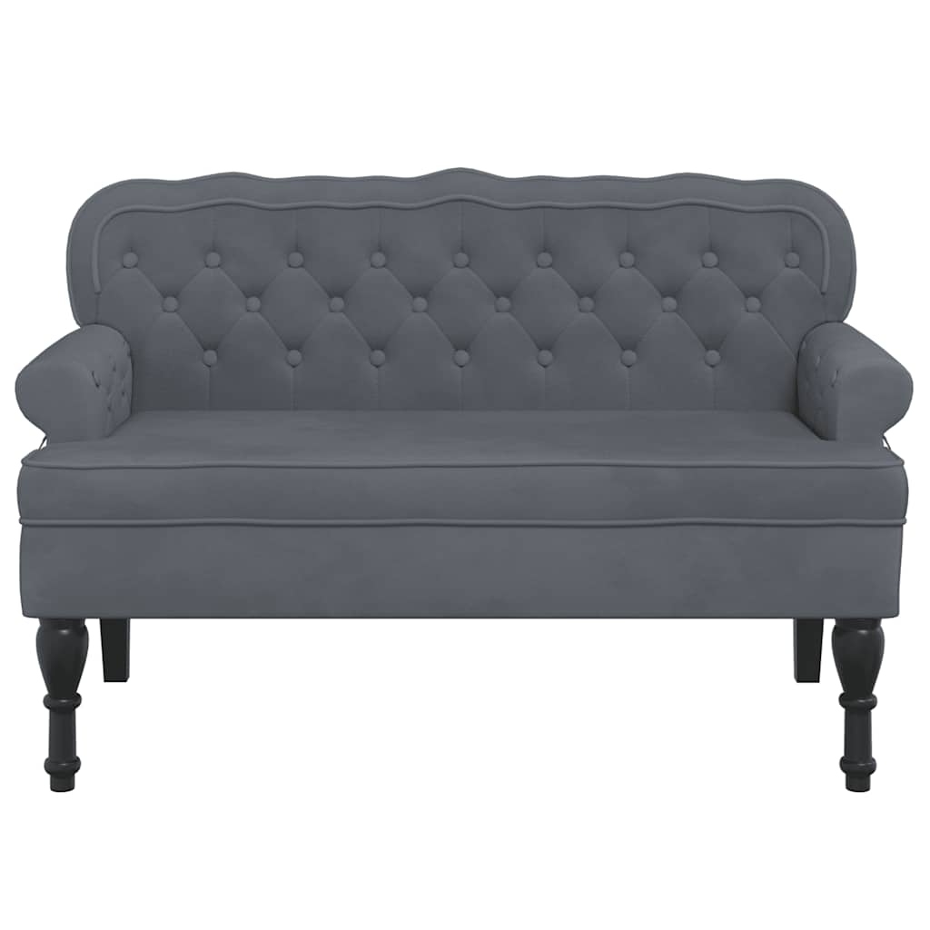Banco com encosto 119,5x64,5x75 cm veludo cinzento-escuro