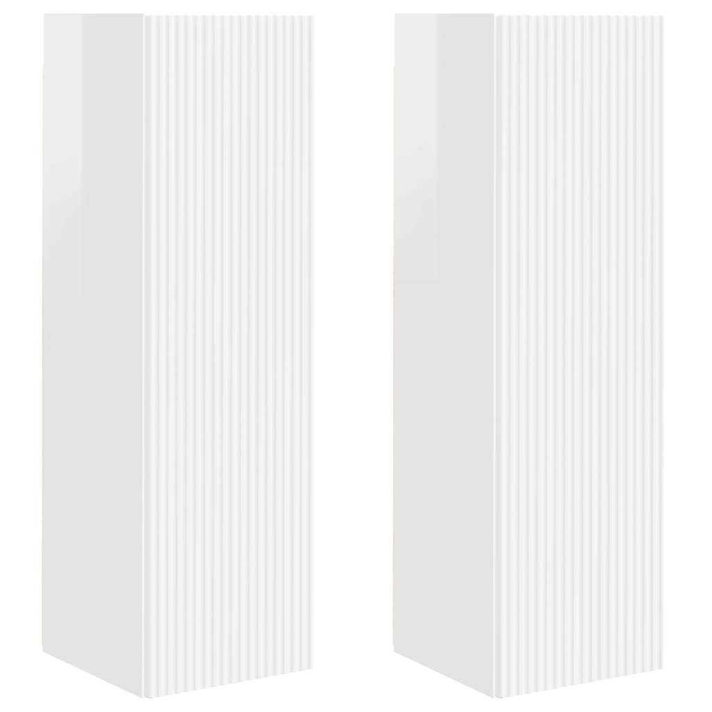 Armário de TV de parede 2 unid. branco brilhante