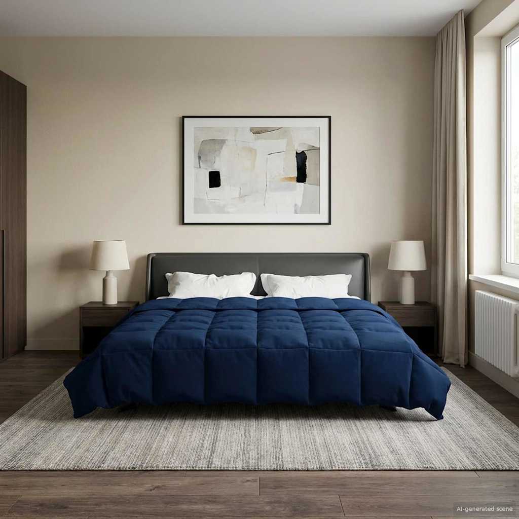 Edredom de verão simples azul escuro 200 x 240 cm microfibra
