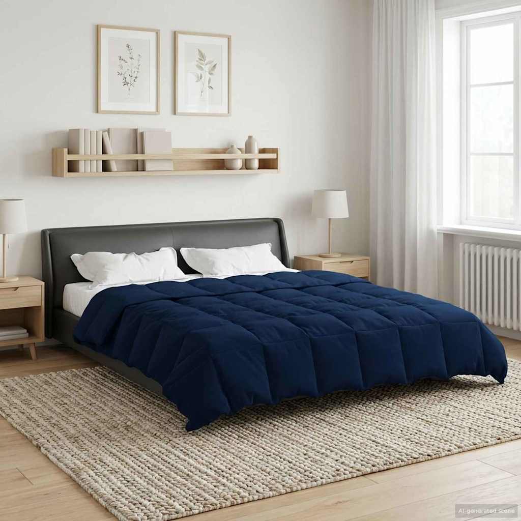Edredom de verão simples azul escuro 200 x 240 cm microfibra
