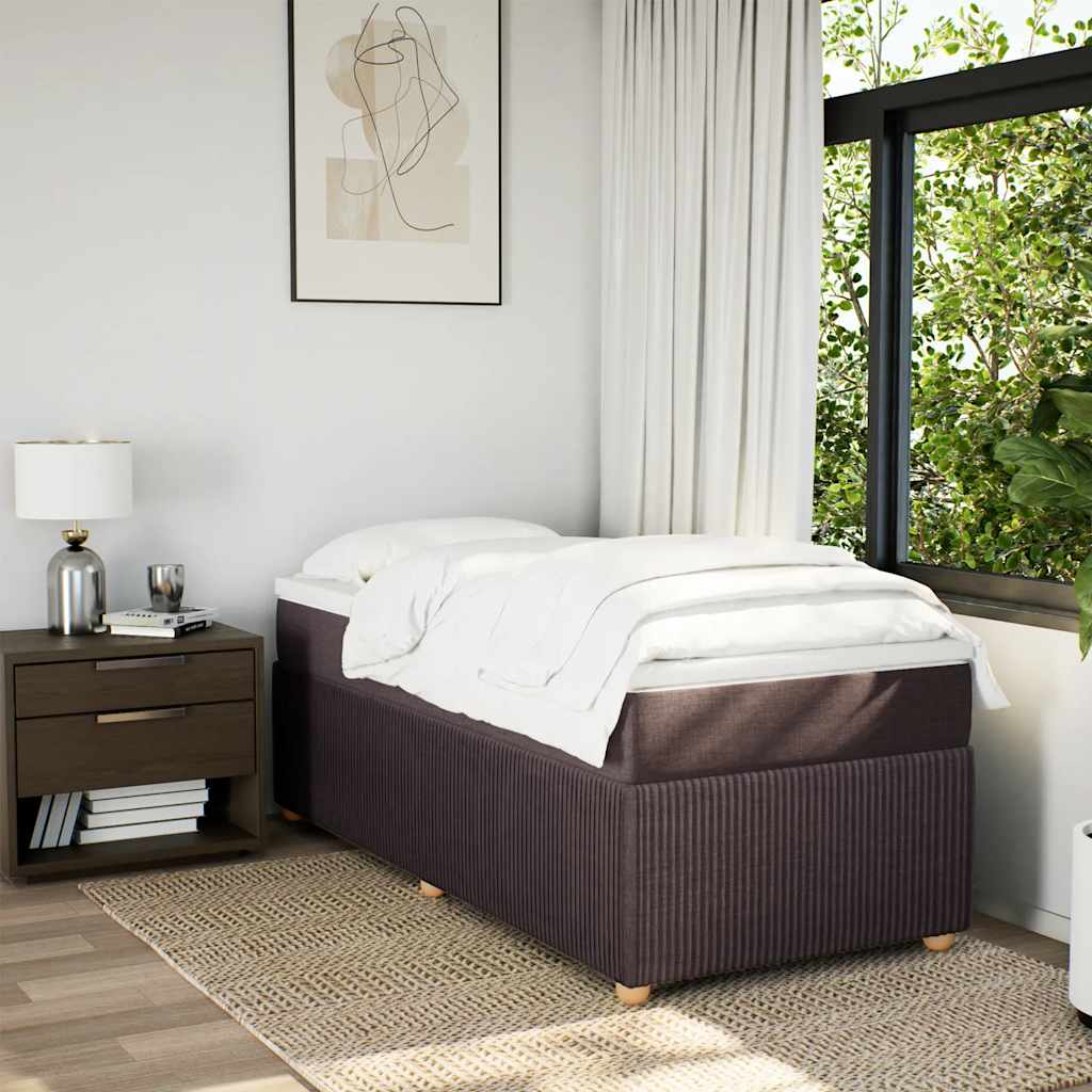 Cama com molas/colchão 80x200 cm tecido castanho-escuro