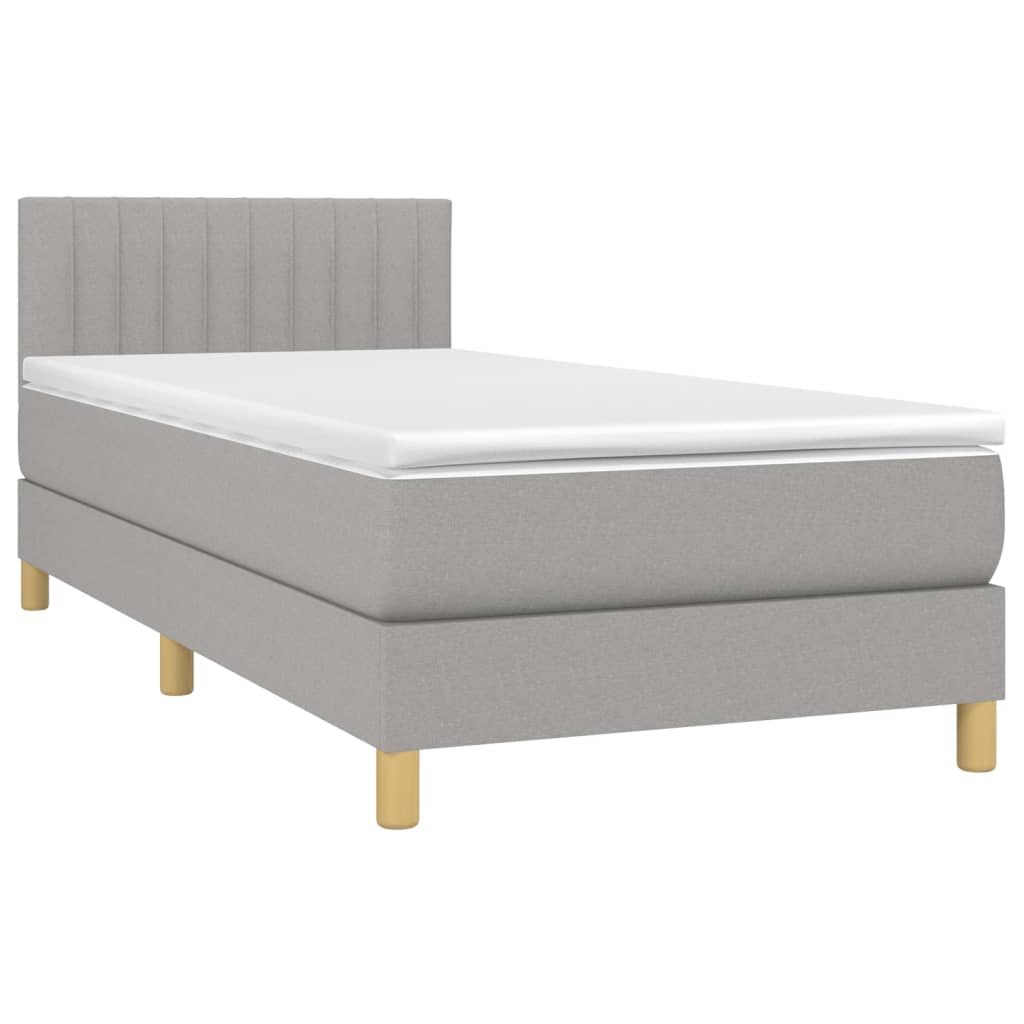 Cama com molas/colchão 100x200 cm tecido cinzento-claro