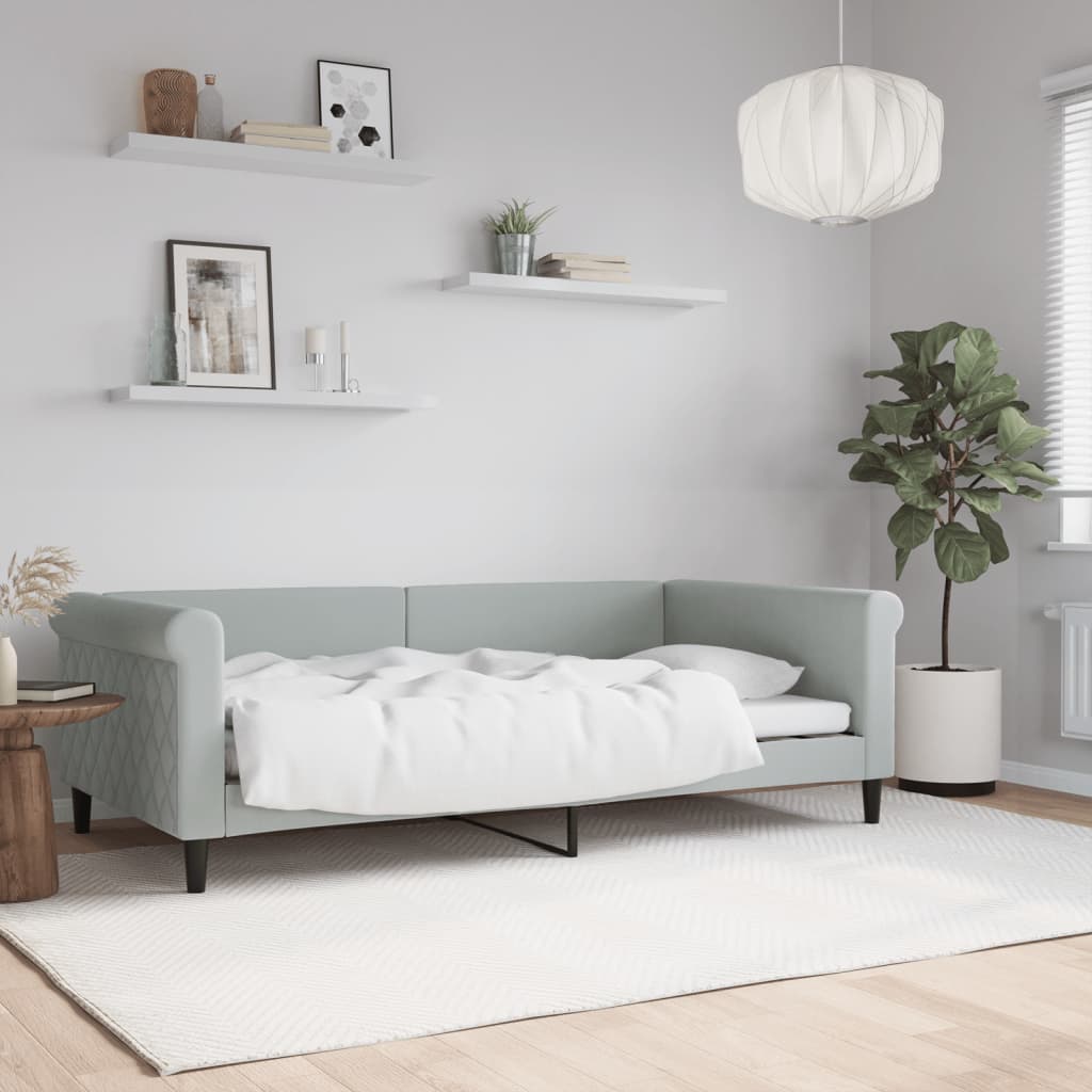 Sofá-cama 100x190 cm veludo cinzento-claro
