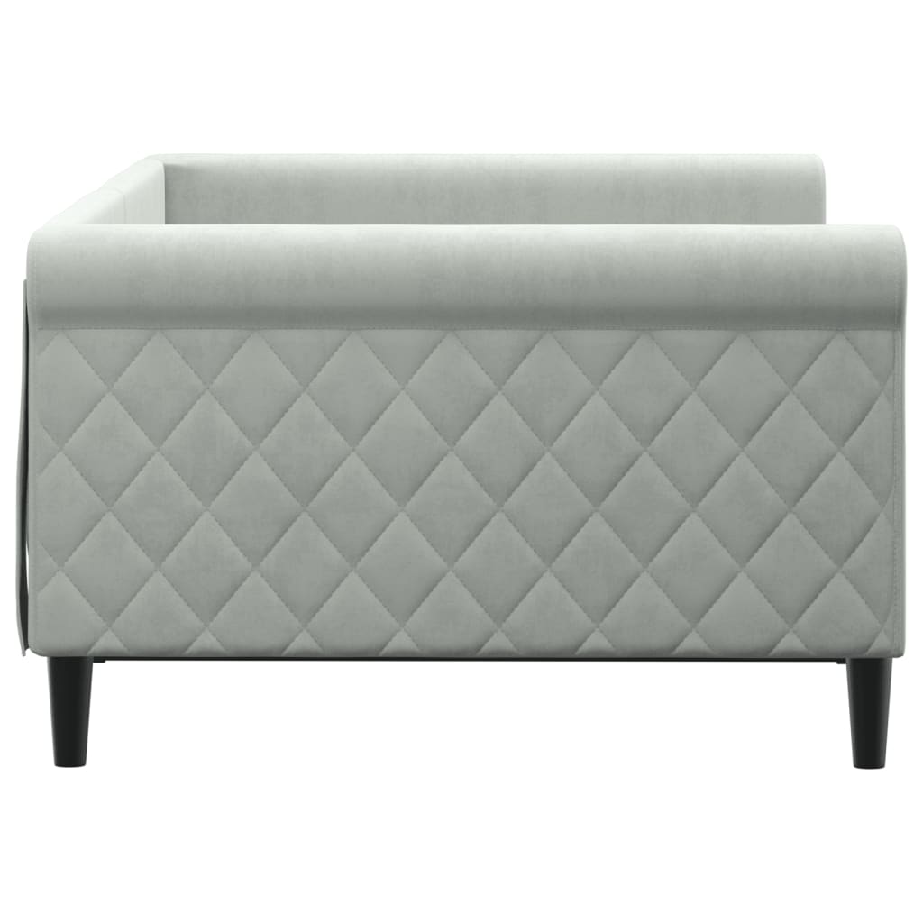 Sofá-cama 100x190 cm veludo cinzento-claro