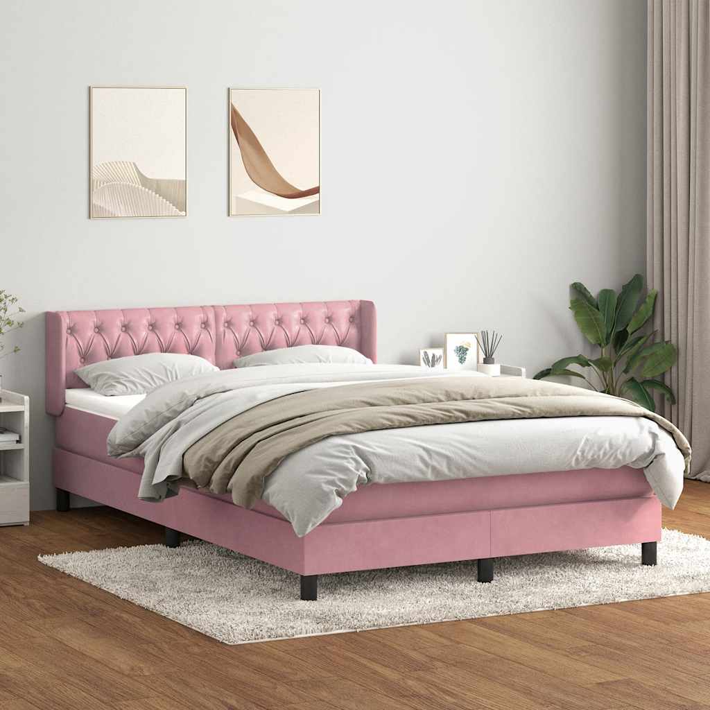 Cama com molas/colchão 140x220 cm veludo rosa