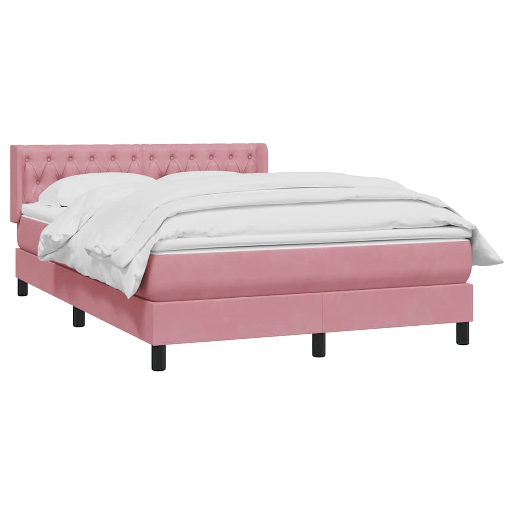 Cama com molas/colchão 140x220 cm veludo rosa