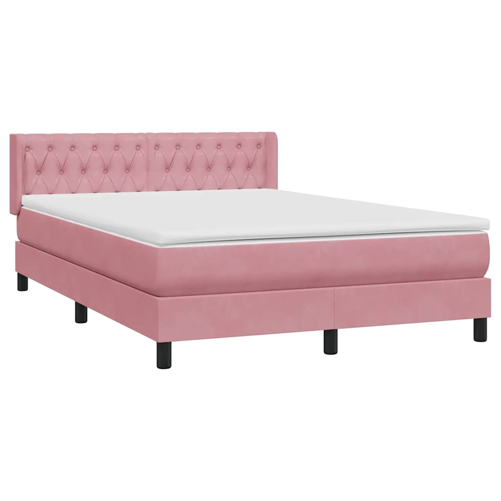 Cama com molas/colchão 140x220 cm veludo rosa