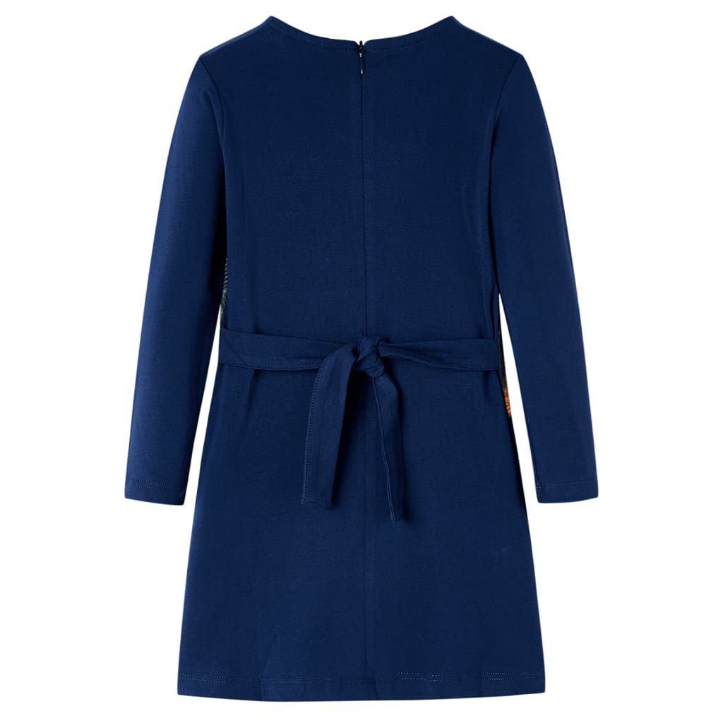 Vestido de manga comprida para criança azul-marinho 116