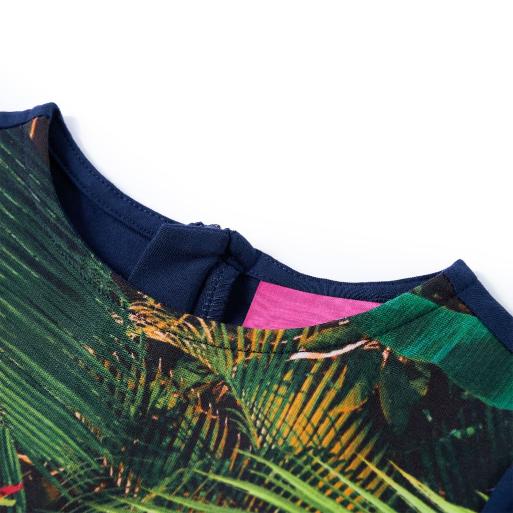 Vestido de manga comprida para criança azul-marinho 116