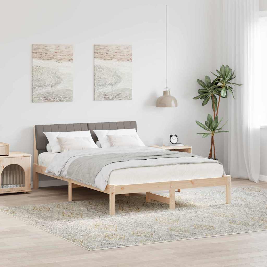 Estrutura da cama com cabeceira marrom e taupe 135 x 190 cm