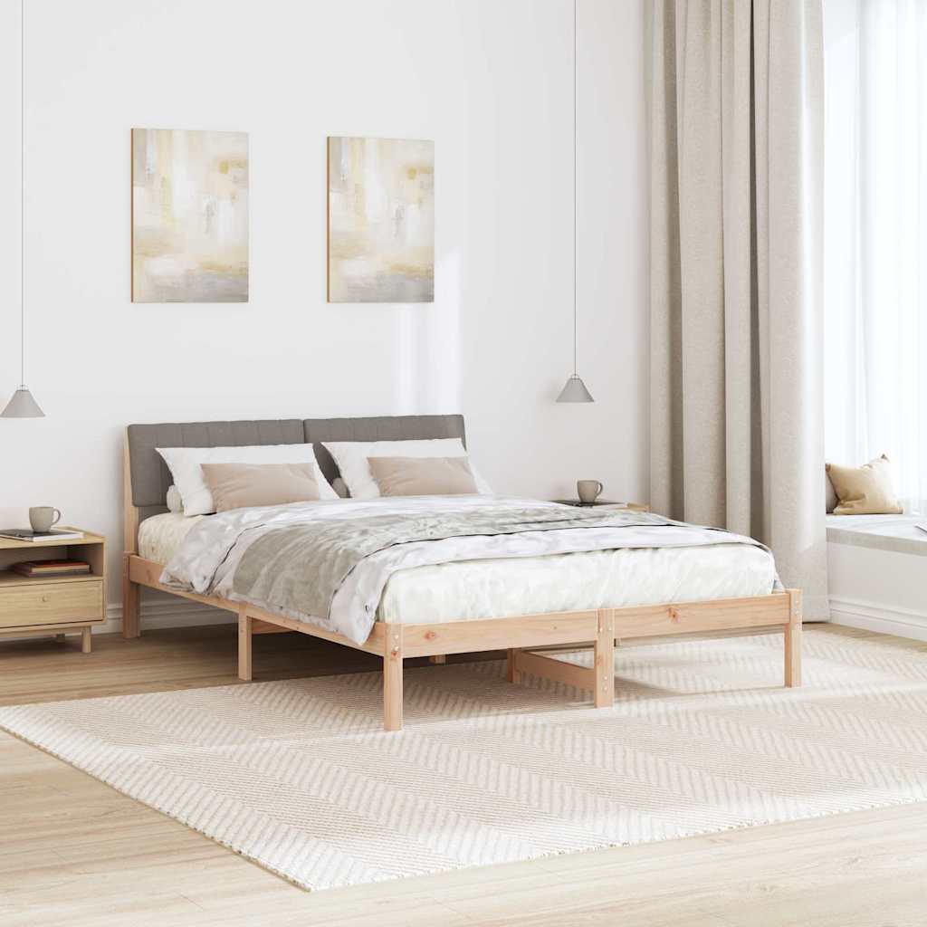 Estrutura da cama com cabeceira marrom e taupe 135 x 190 cm