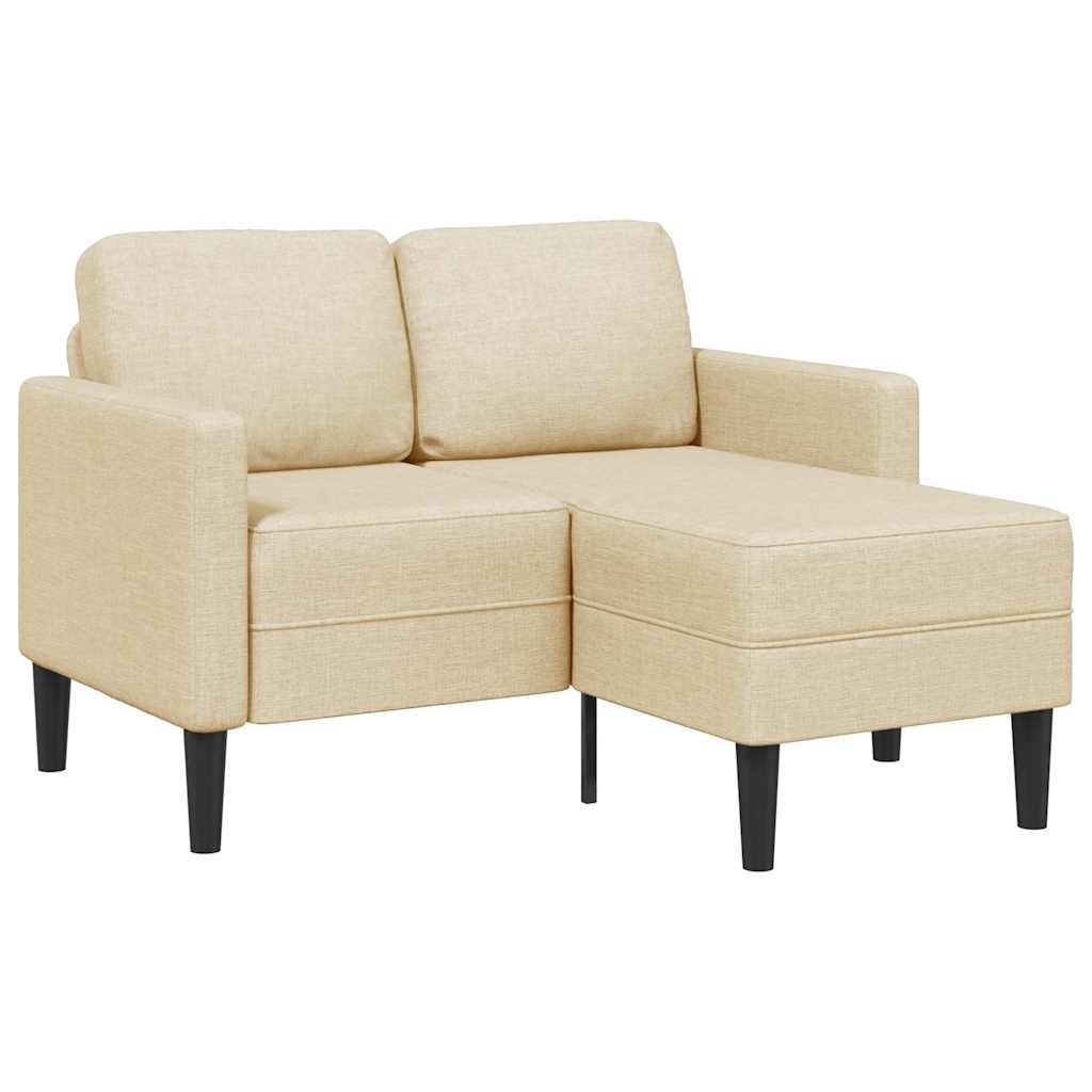 Sofá 2 lugares com chaise em l 125 cm tecido creme
