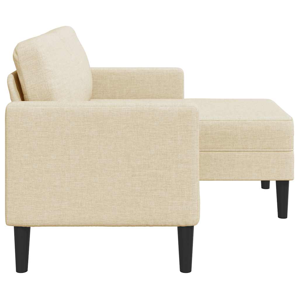 Sofá 2 lugares com chaise em l 125 cm tecido creme