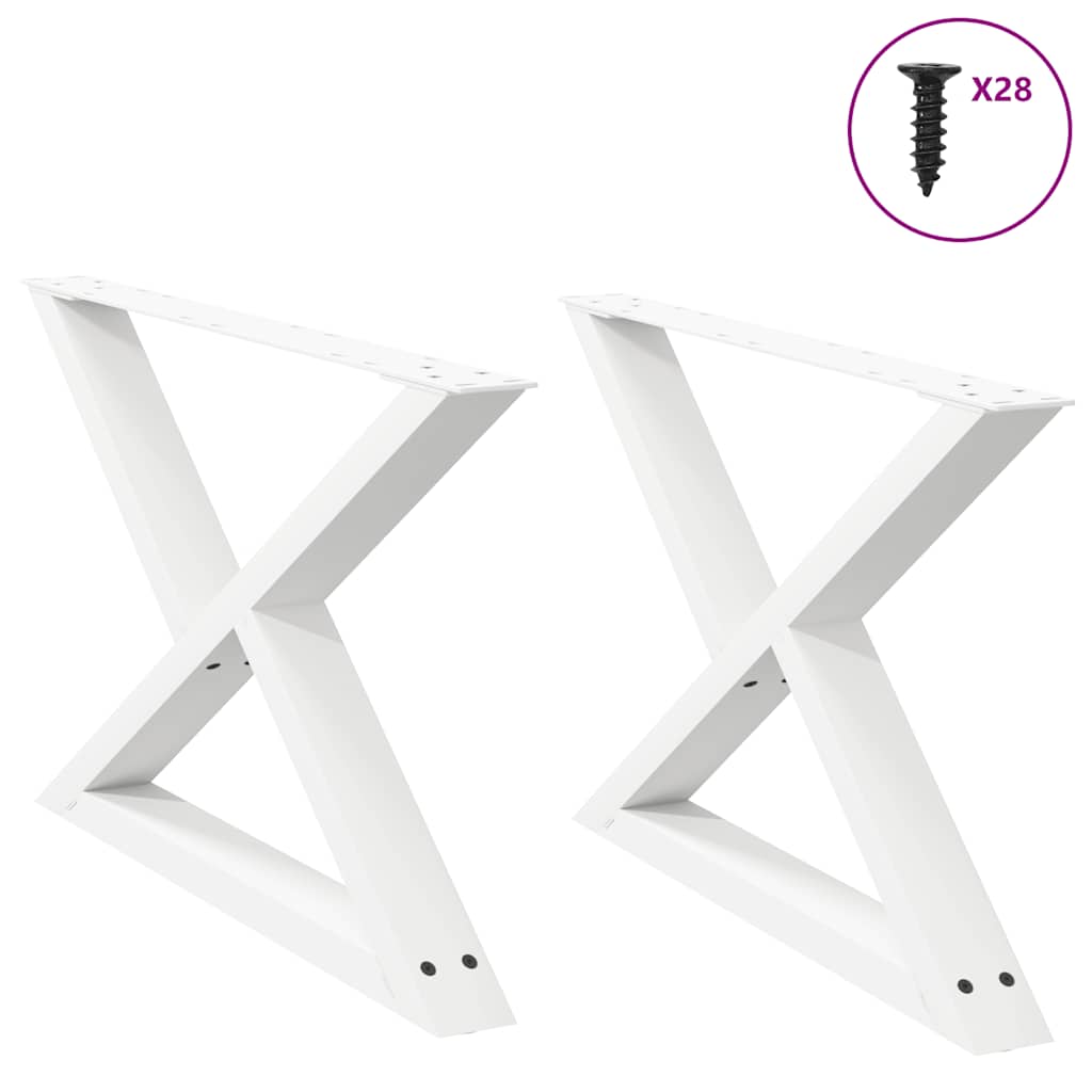 Pés para mesa de centro 2 peças, branco, 70x (42-43,3) cm, aço