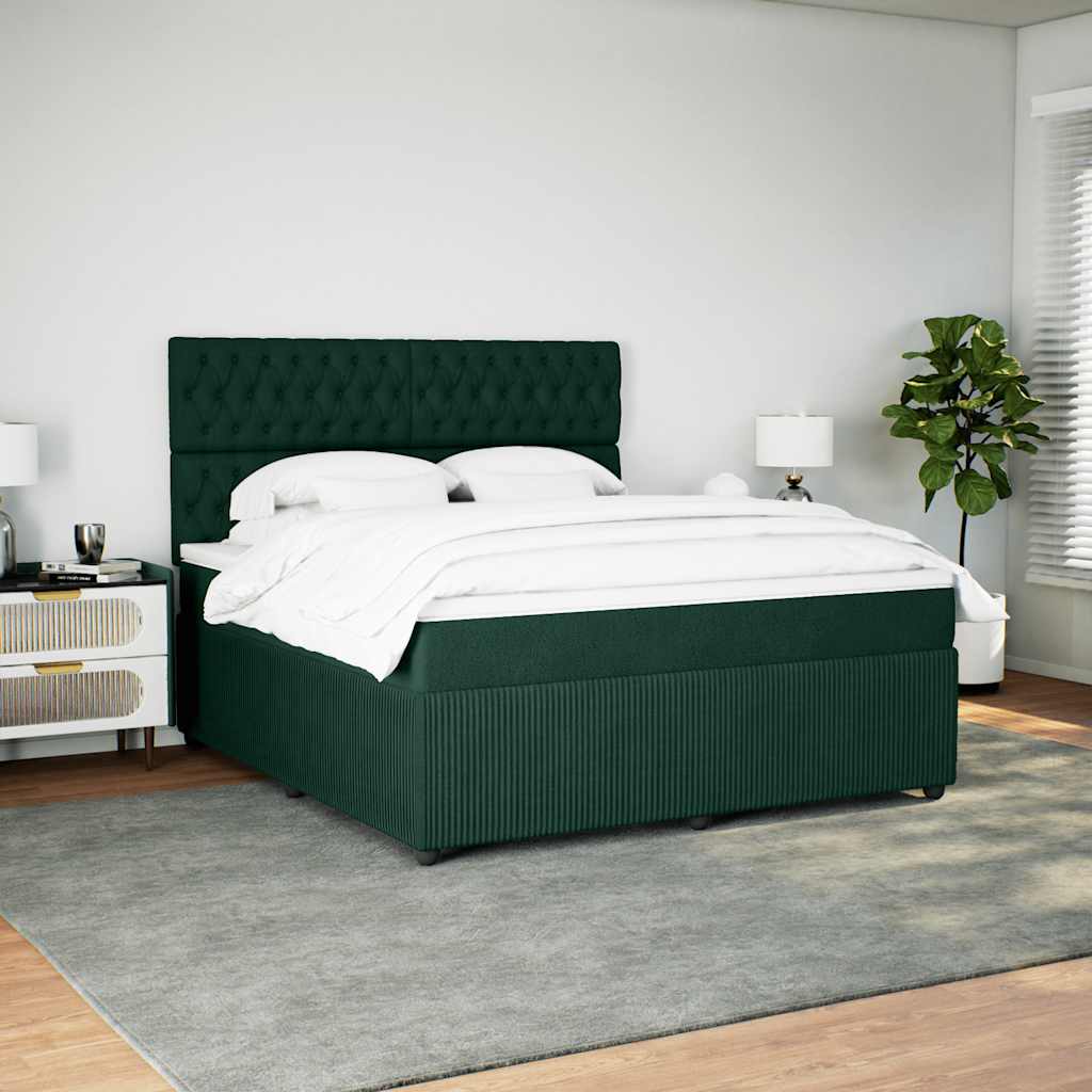 Cama com molas/colchão 180x200 cm veludo verde-escuro