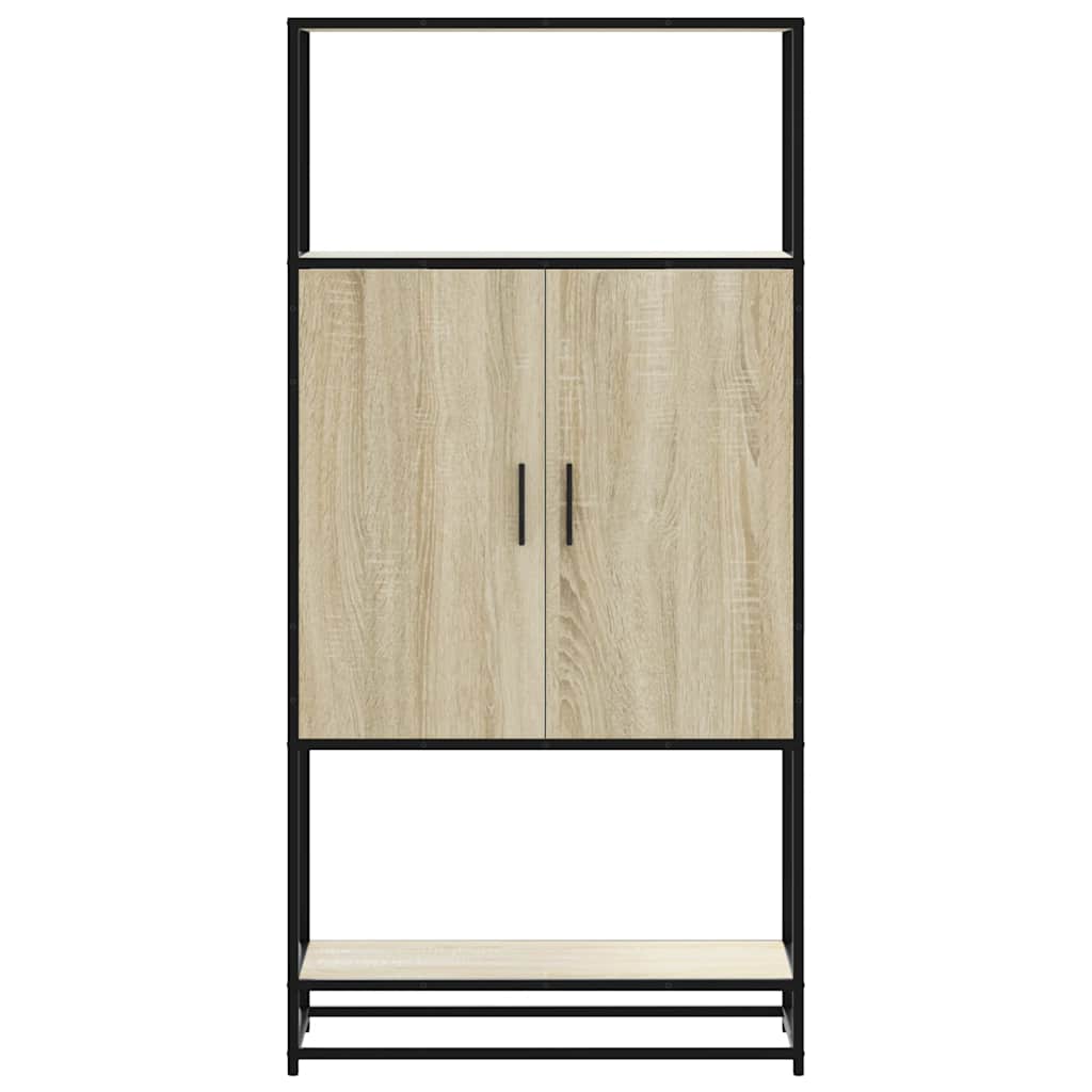 Armário alto 68x35x139 cm madeira e metal carvalho sonoma