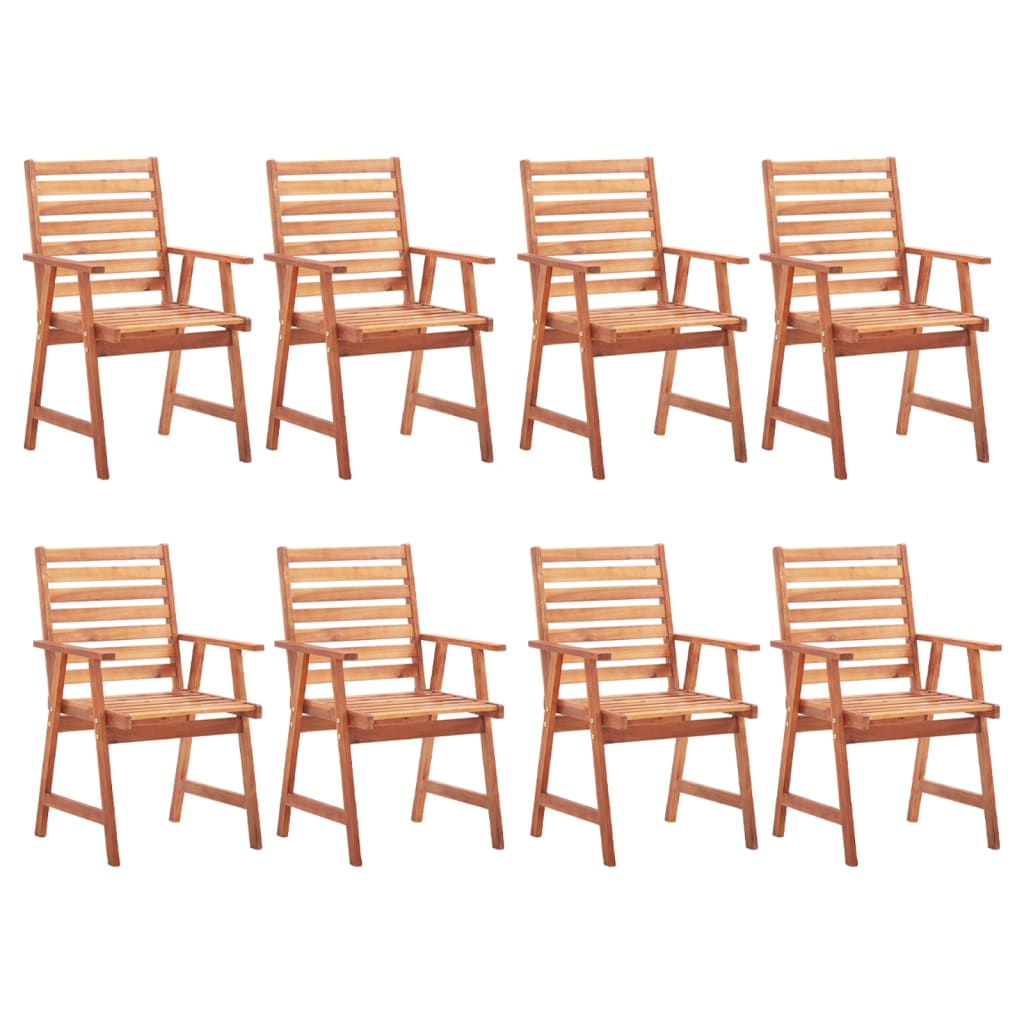 Cadeiras de jantar p/ jardim 8 pcs c/ almofadões acácia maciça