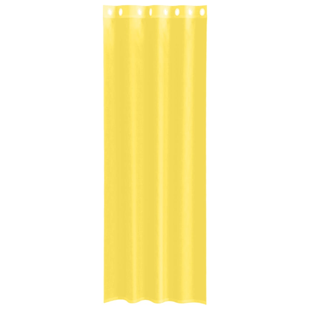 Cortinas de voile com ilhós 2 pcs amarelo