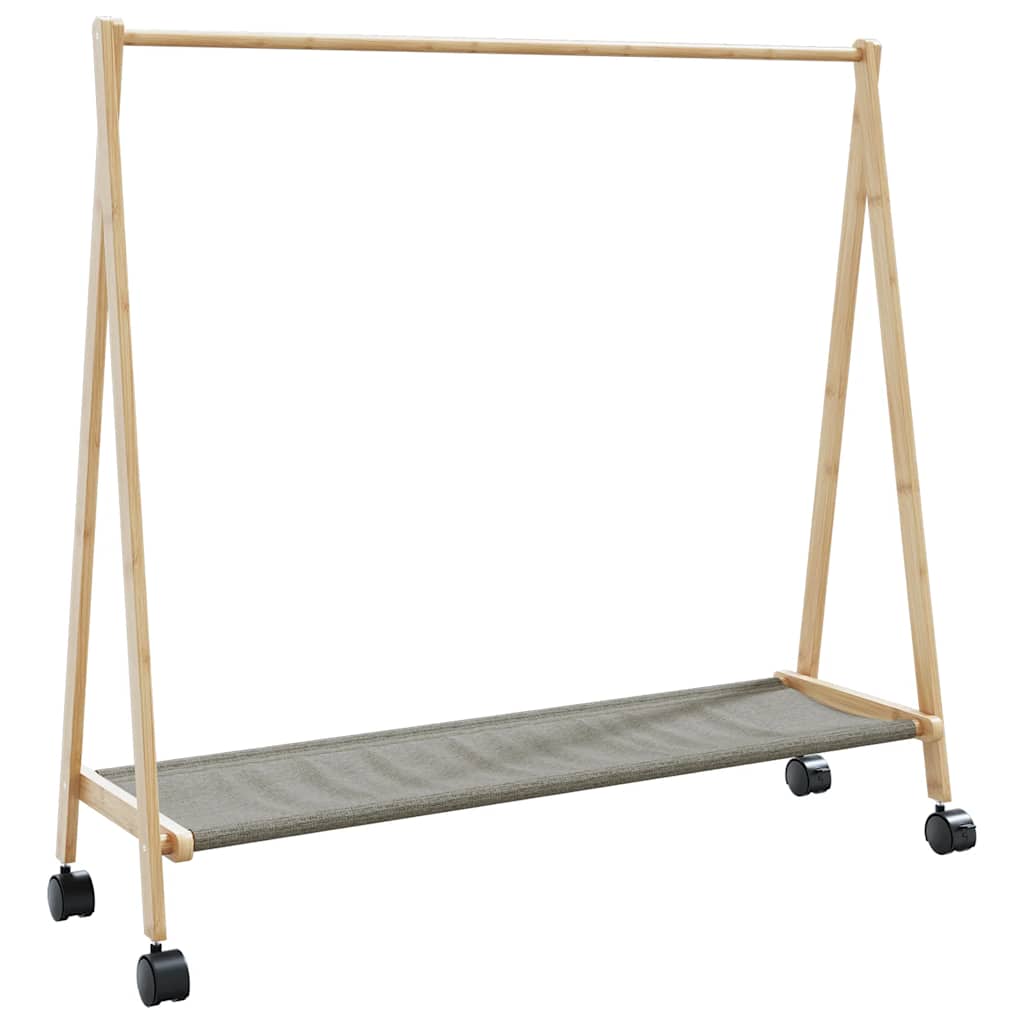 Cabide com prateleiras e rodas 106x34x106,5 cm bambu