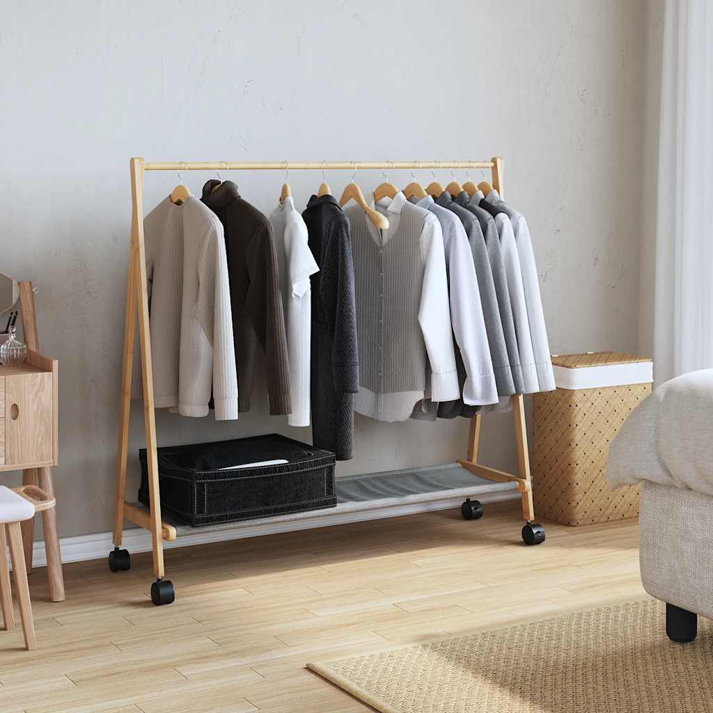 Cabide com prateleiras e rodas 106x34x106,5 cm bambu