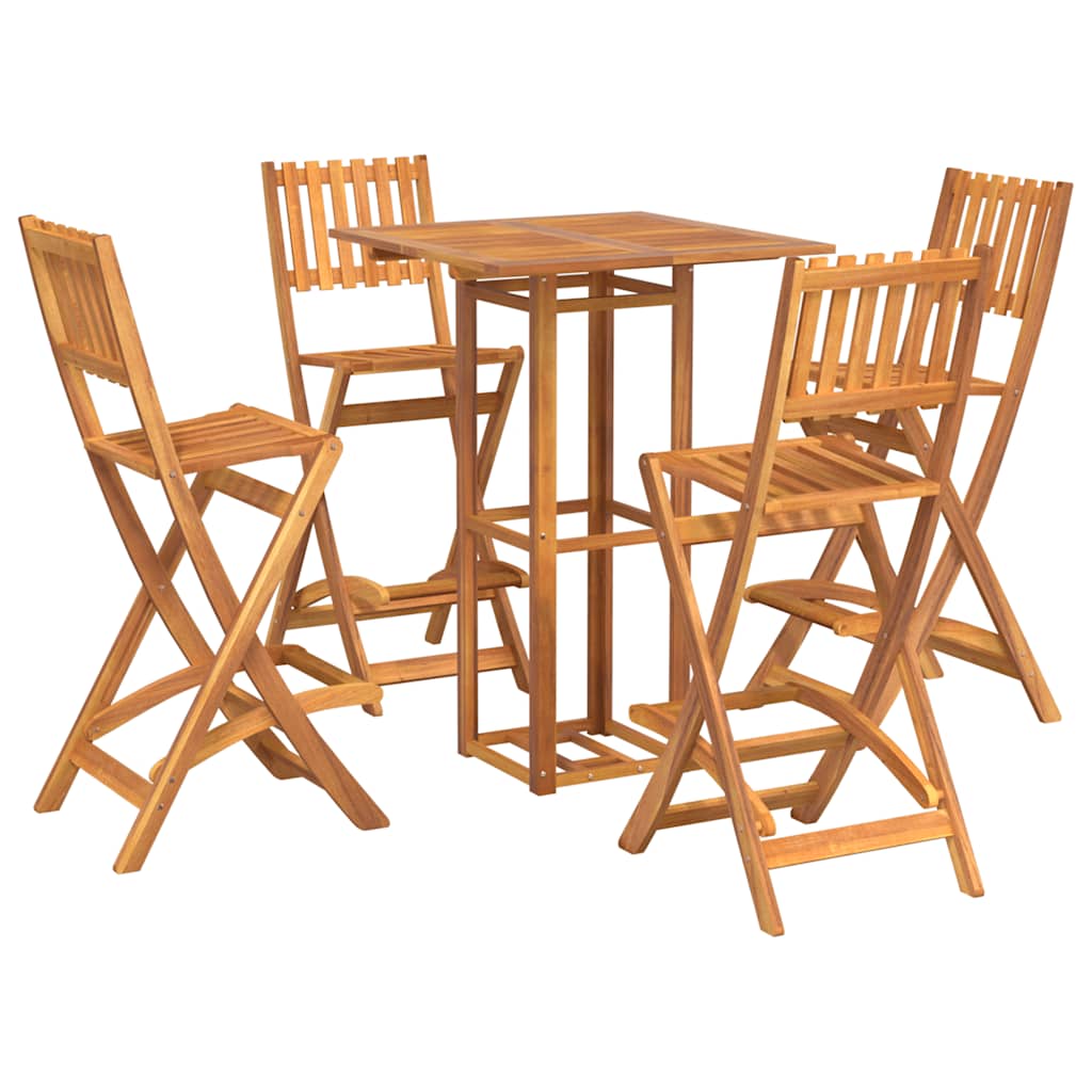 5 Pcs conjunto de bar para exterior madeira de acácia maciça