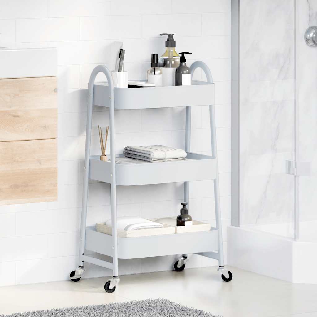 Carrinho de arrumação com 3 níveis 42x41,5x77 cm aço branco
