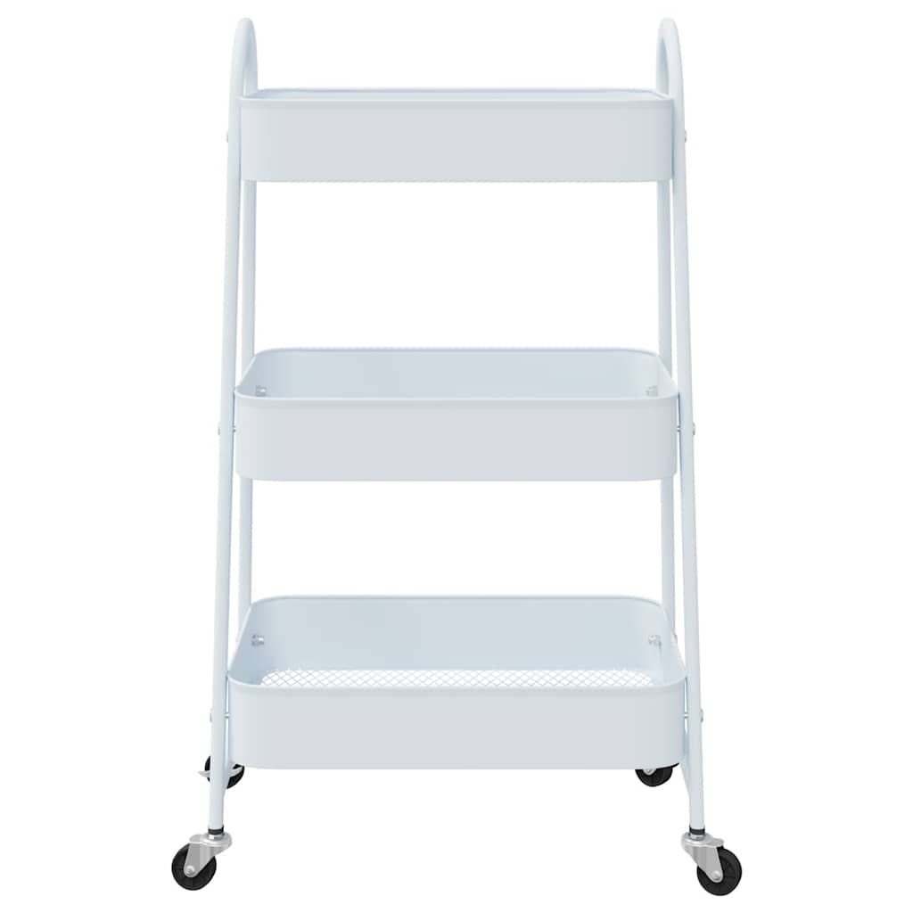 Carrinho de arrumação com 3 níveis 42x41,5x77 cm aço branco