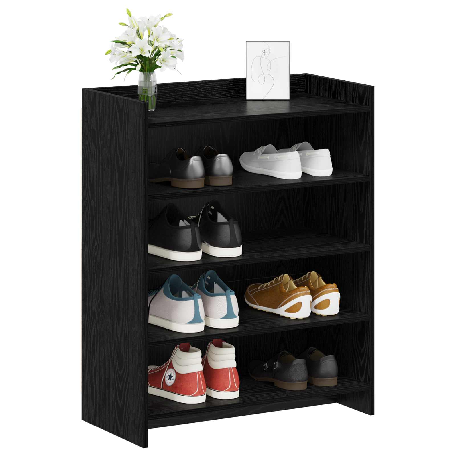 Armário de sapatos carvalho preto 73,5 x 36 x 92 cm