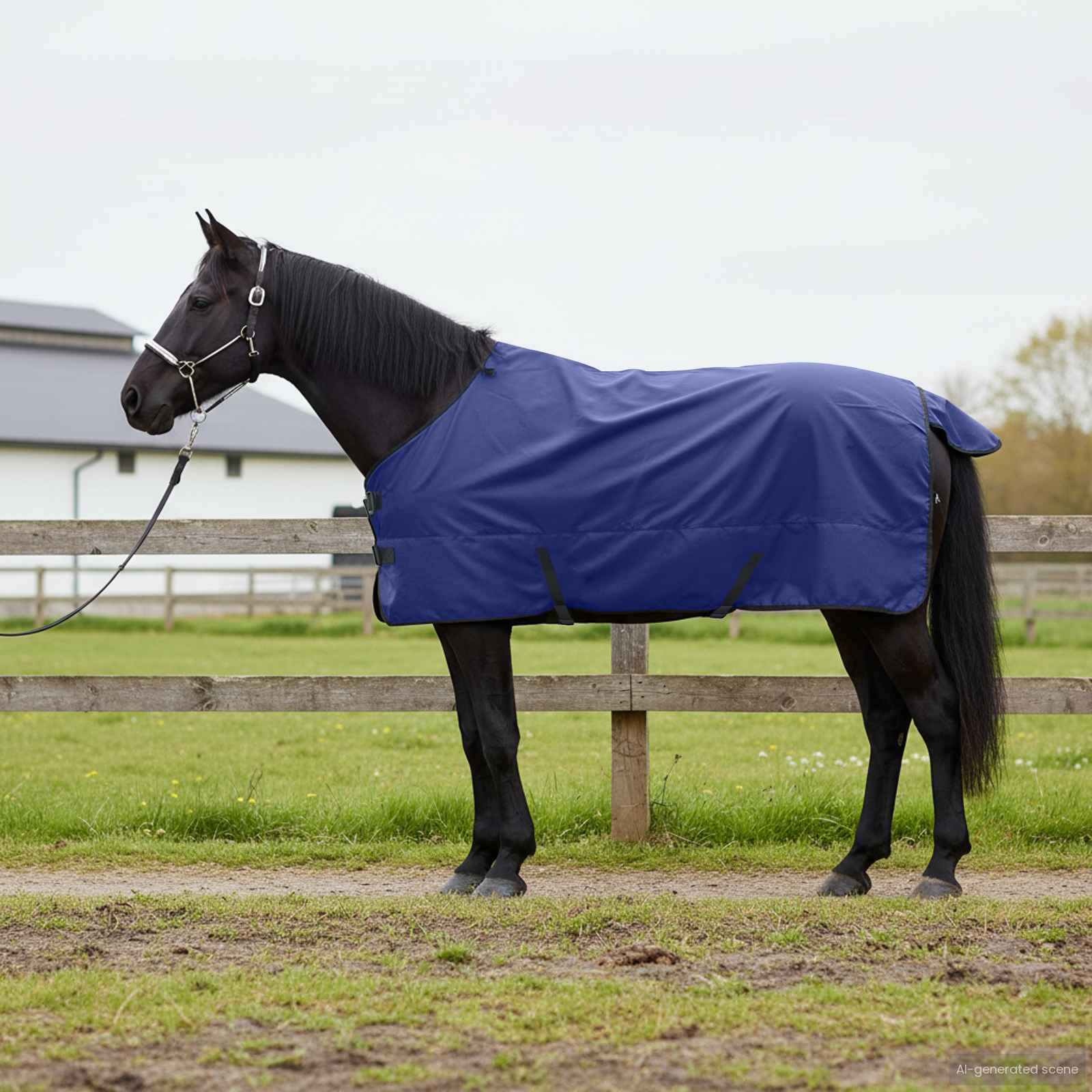 Cobertor de cavalo verde escuro e preto 135 cm poliéster