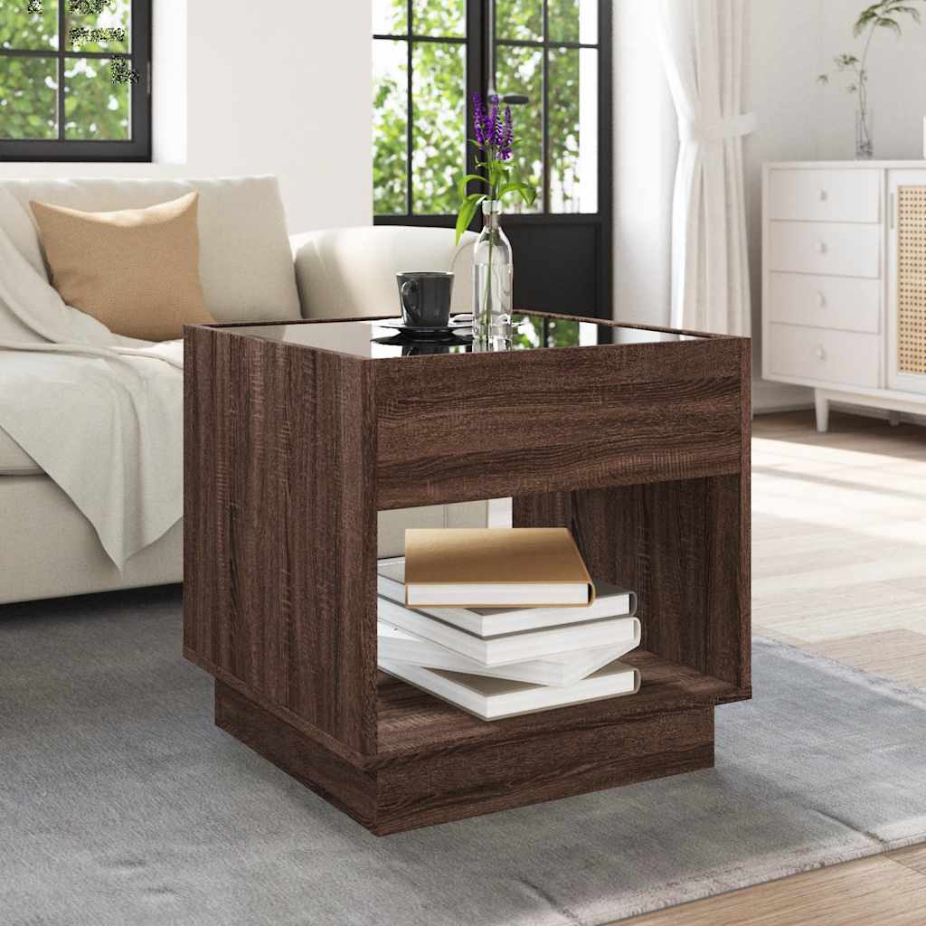 Mesa de centro luzes LED infinity 50x50x50 cm carvalho castanho