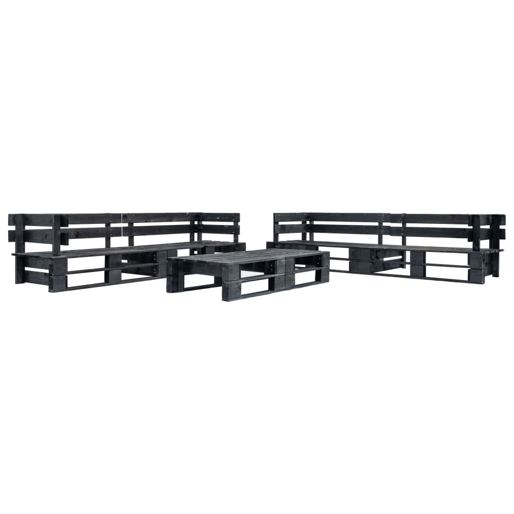 Sofás de paletes para jardim 6 pcs madeira preto
