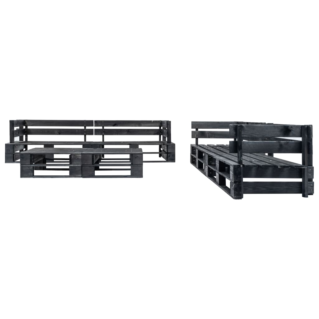 Sofás de paletes para jardim 6 pcs madeira preto