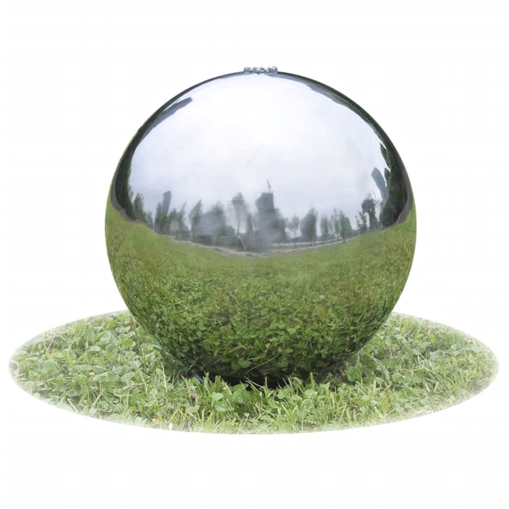 Fonte esfera com leds para jardim 20 cm aço inoxidável