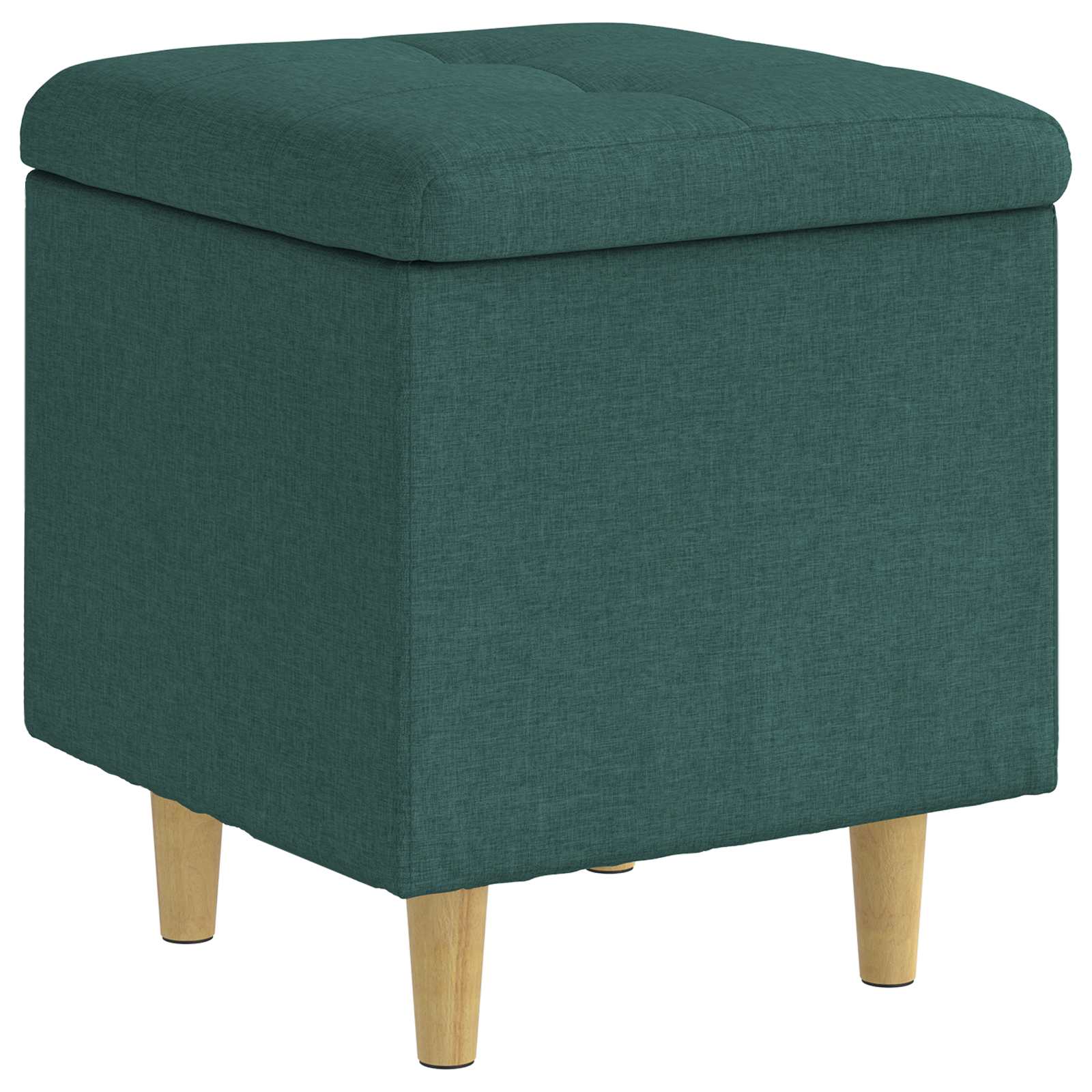 Puff de armazenamento verde escuro 40 x 40 x 45 cm tecido