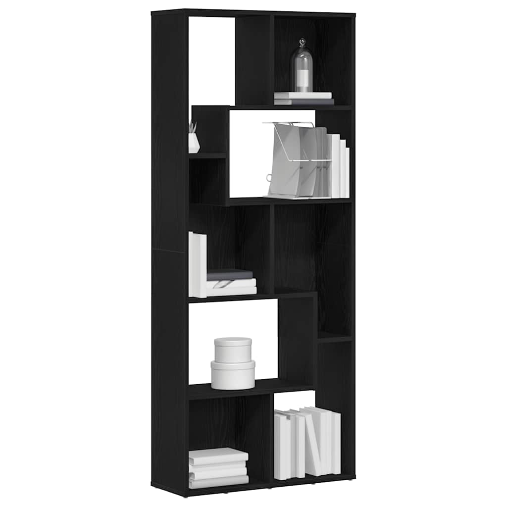 Estante em carvalho preto, 67x24x161 cm, madeira engenheirada