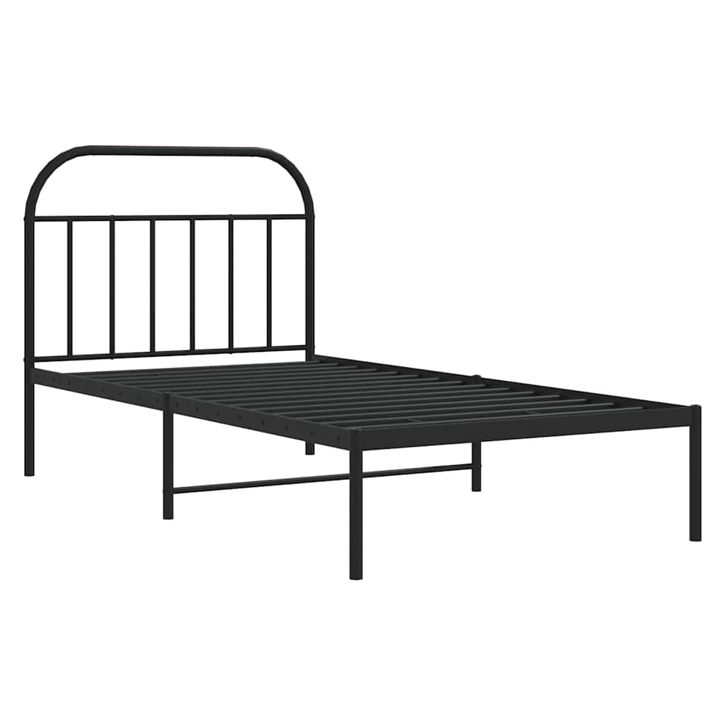 Estrutura de cama com cabeceira 100x200 cm metal preto