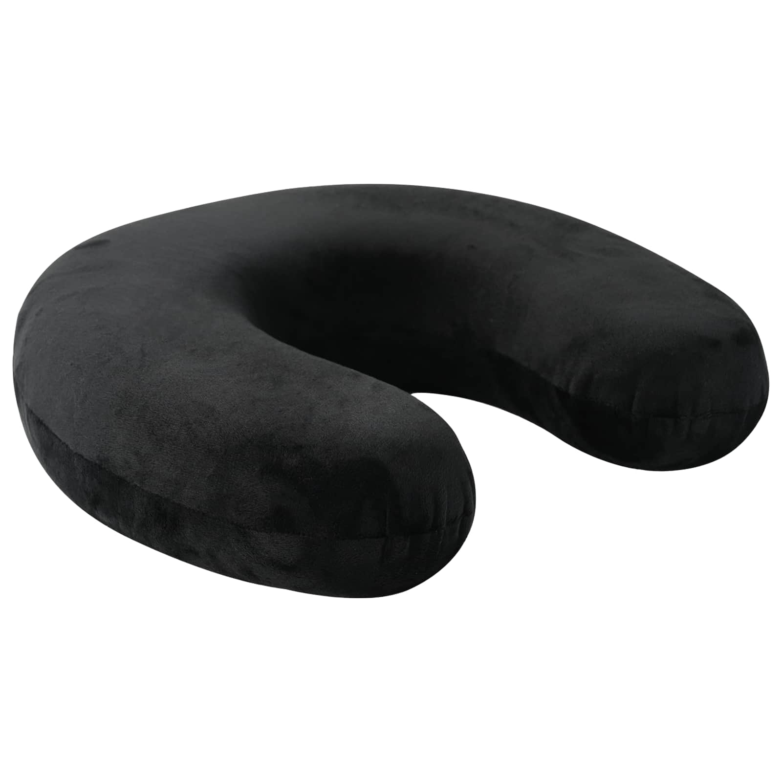 Almofada de viagem para o pescoço preto espuma de memória