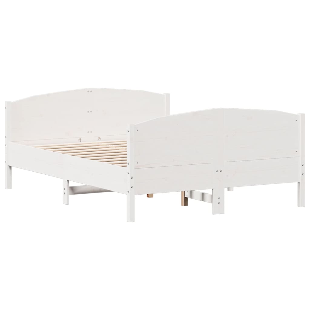 Cama sem colchão 135x190 cm madeira de pinho maciça branco