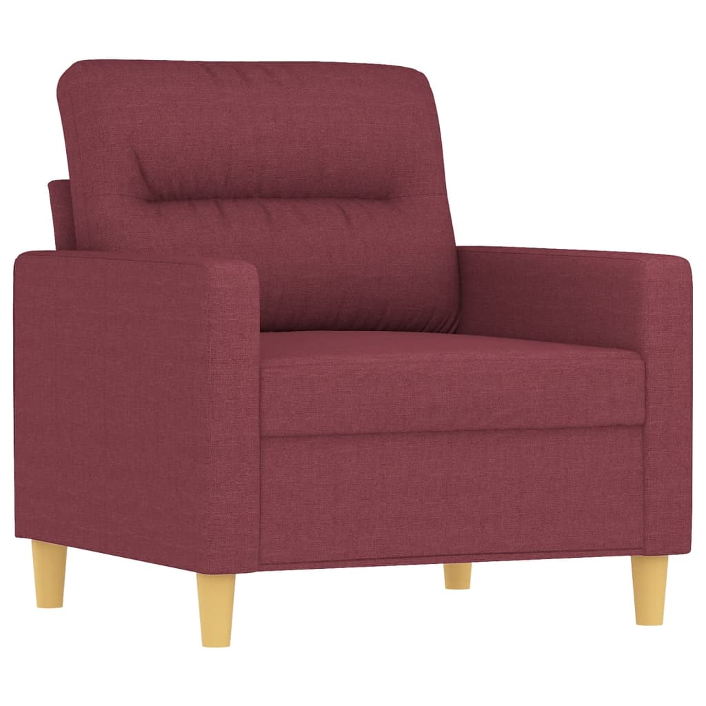 4 Pcs conjunto de sofás com almofadas tecido vermelho-tinto