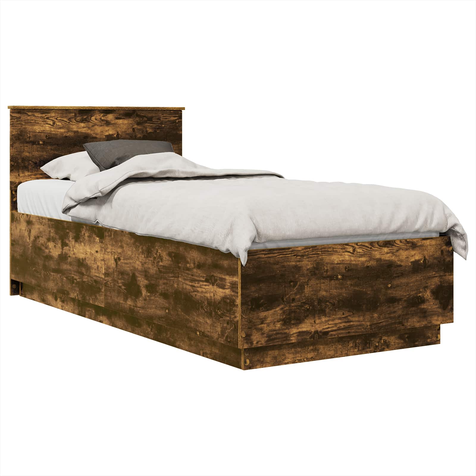 Estrutura da cama com cabeceira carvalho fumado 70 x 190 cm