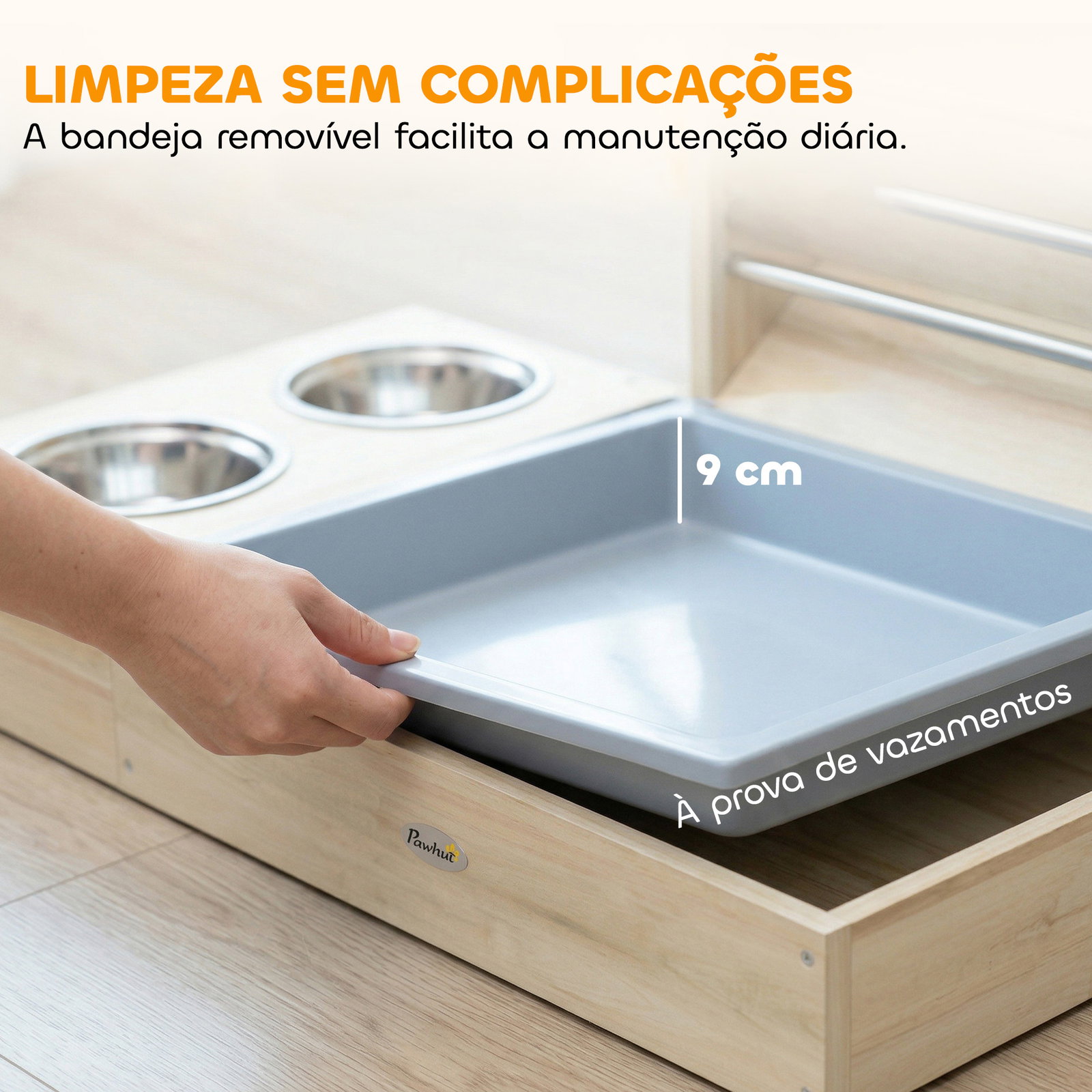 Comedouro de feno para coelhos com bandeja, alimentador de feno em madeira com tigela de aço inoxidável e bebedouro