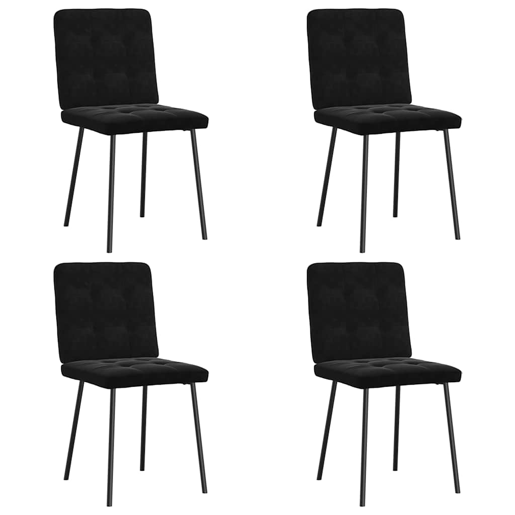 Cadeiras de jantar 4 pcs veludo preto