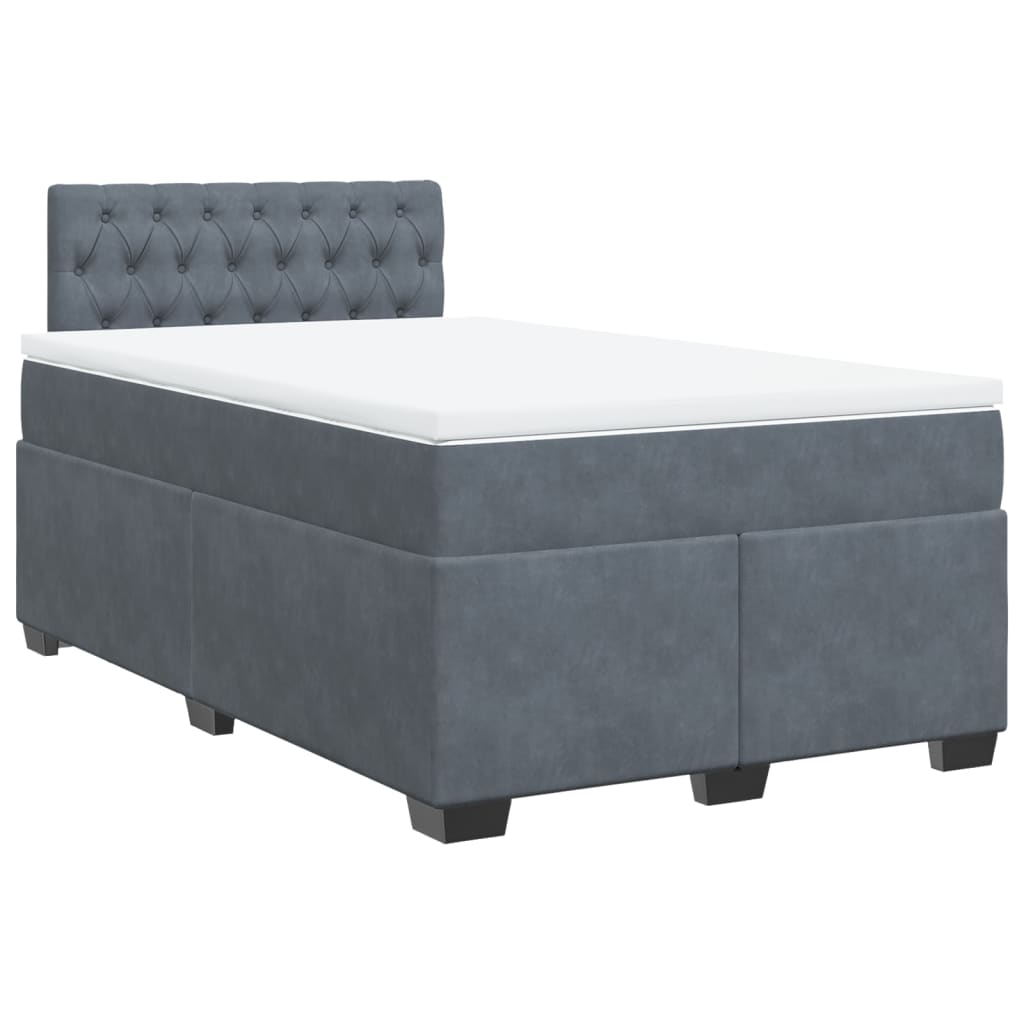 Cama boxspring com colchão 120x190 cm veludo cinzento-escuro