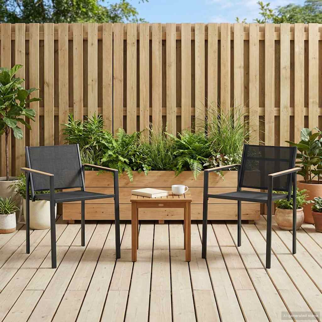 Cadeiras de jardim 2 unid. preto e anthracite tecido textileno