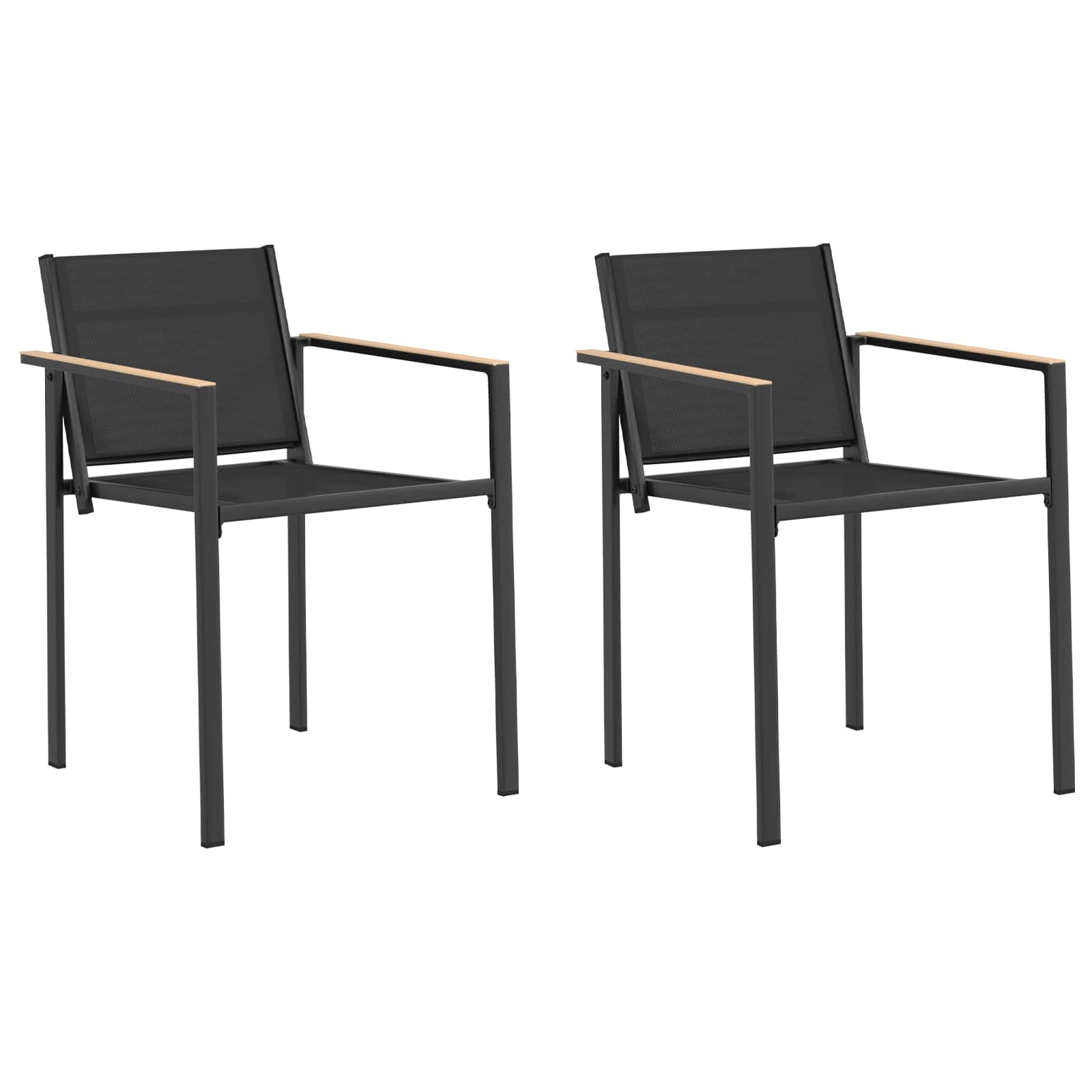 Cadeiras de jardim 2 unid. preto e anthracite tecido textileno