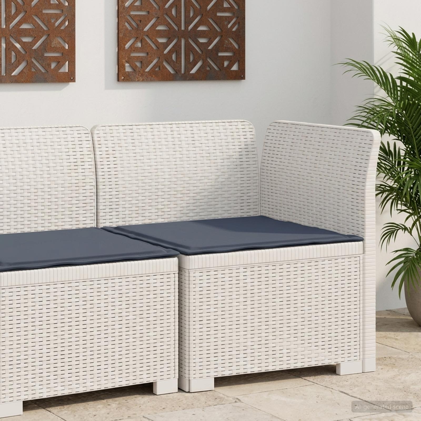 Sofá de jardim 1 lugar com almofada look rattan PP branco