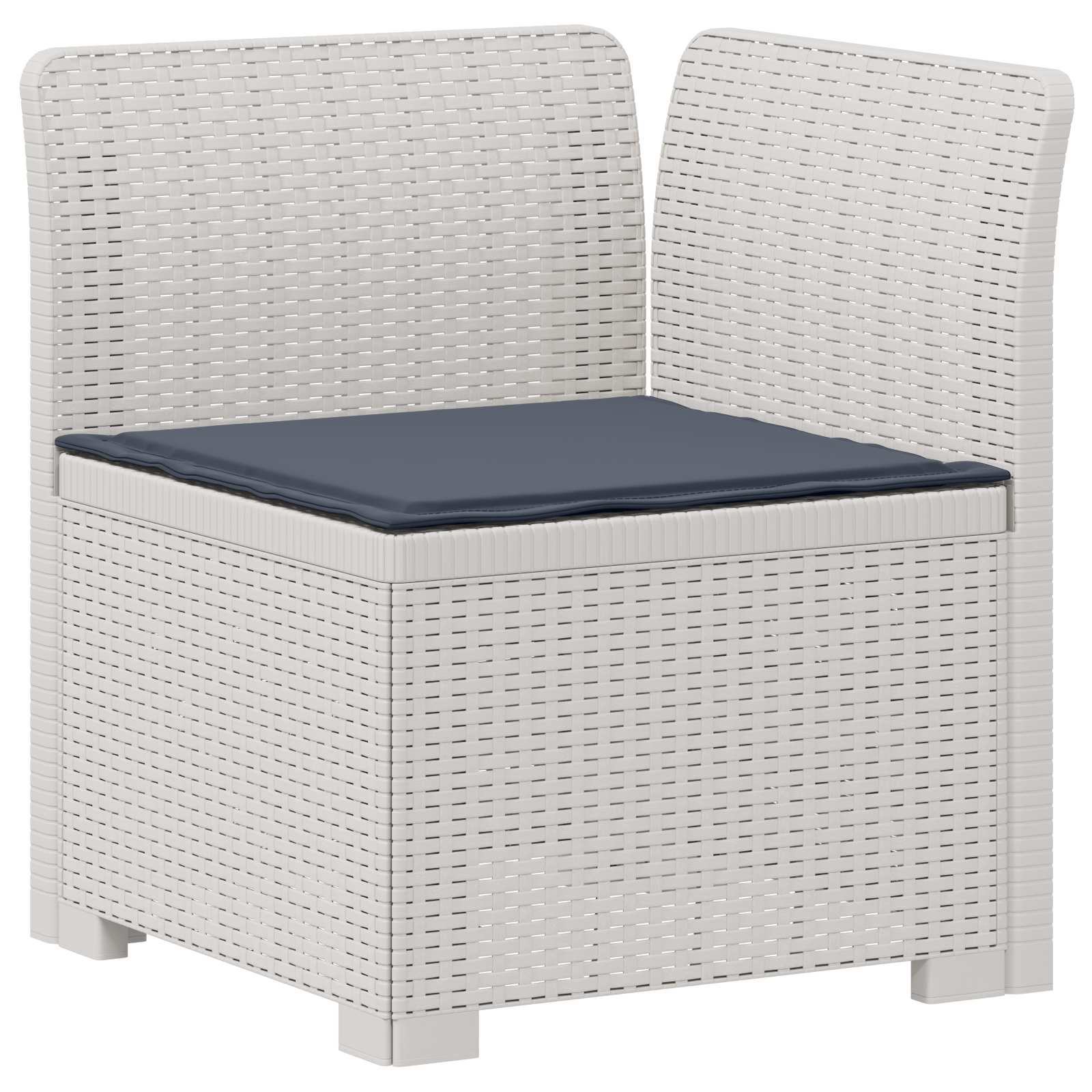 Sofá de jardim 1 lugar com almofada look rattan PP branco